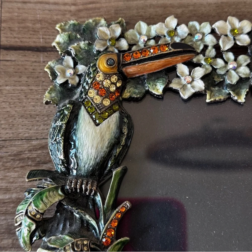 gem embellished tucan tropical picture frame